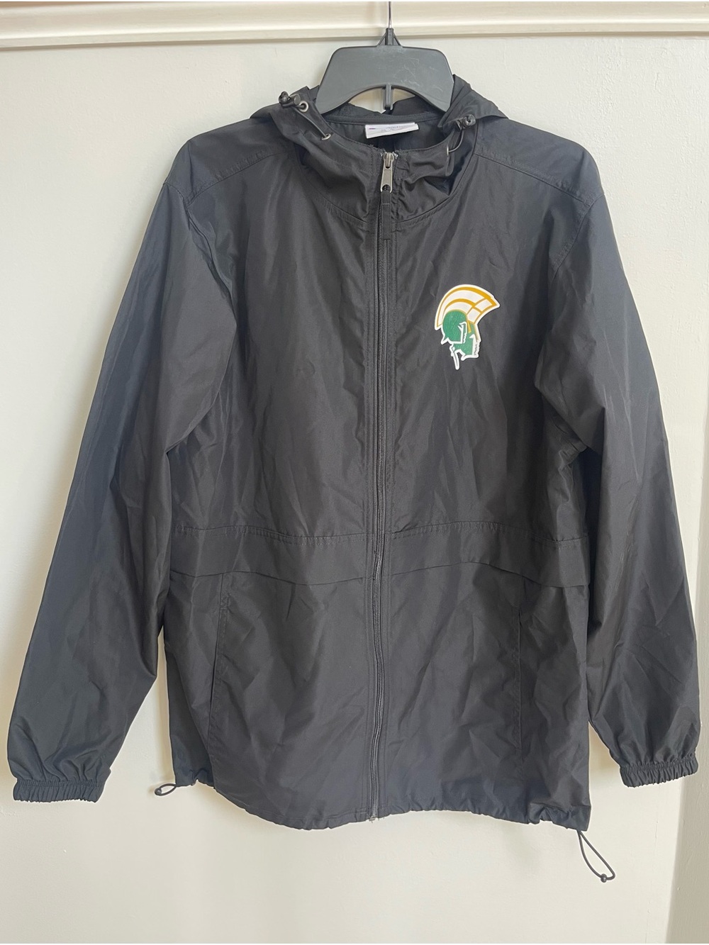 Black Hooded Windbreaker Jacket with Norfolk State University Logo